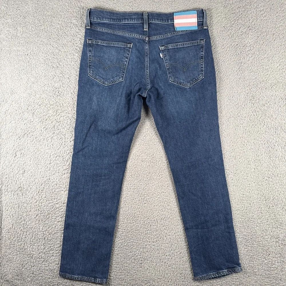 Levi's Slim Straight Dark Blue Jeans with Trans Pride Patch